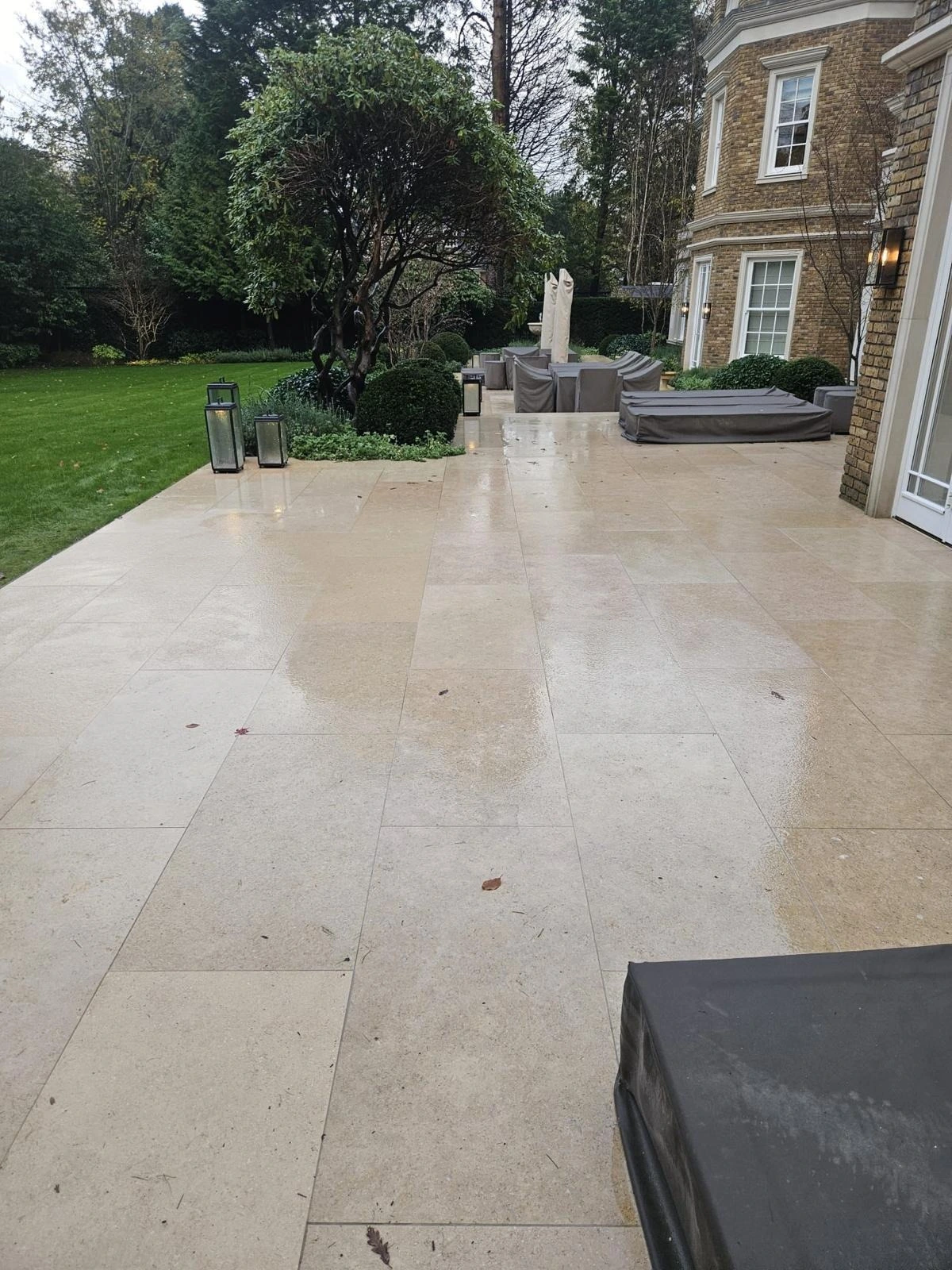 Lime stone patio