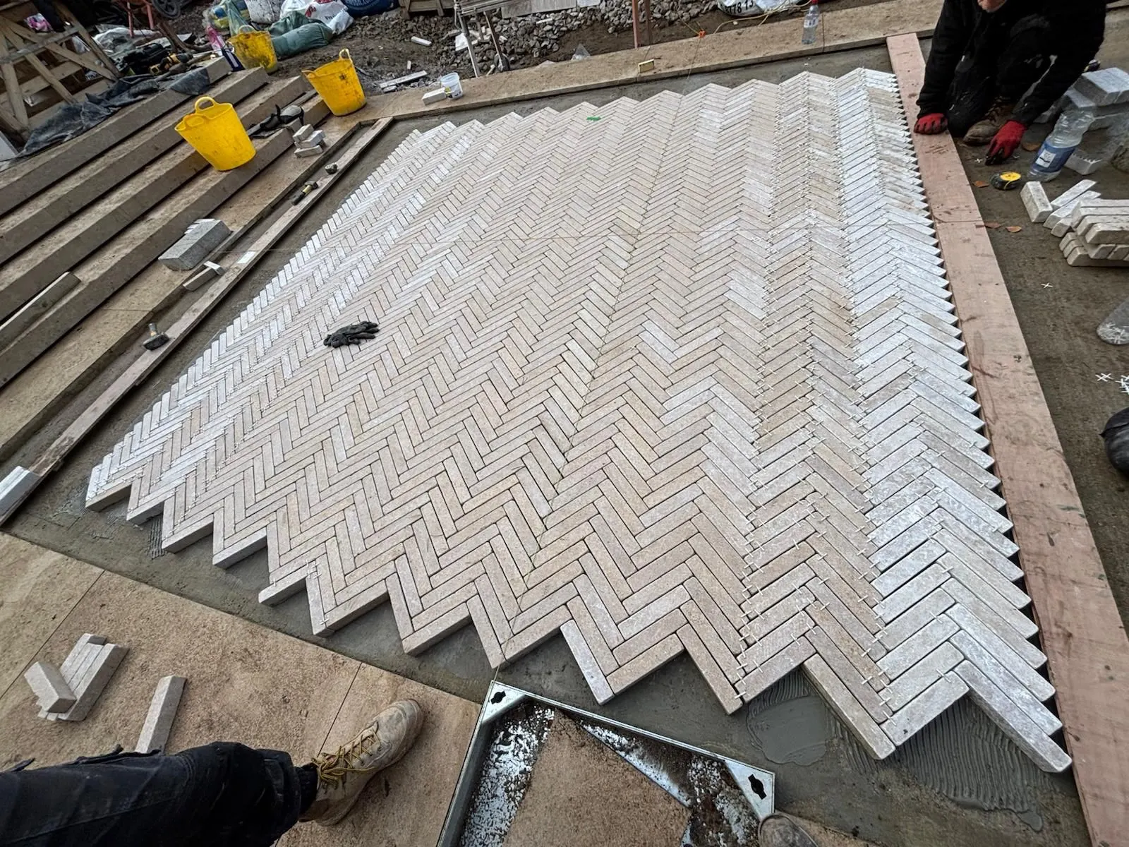 Classic herringbone paved driveway in Windsor